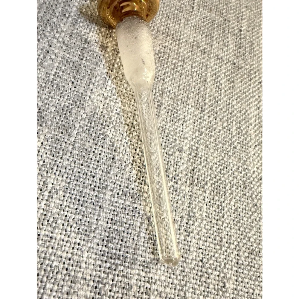 ✨ Vintage Iridescent Glass Bottle w/ Stopper Gold Trim | 9” Tall ✨